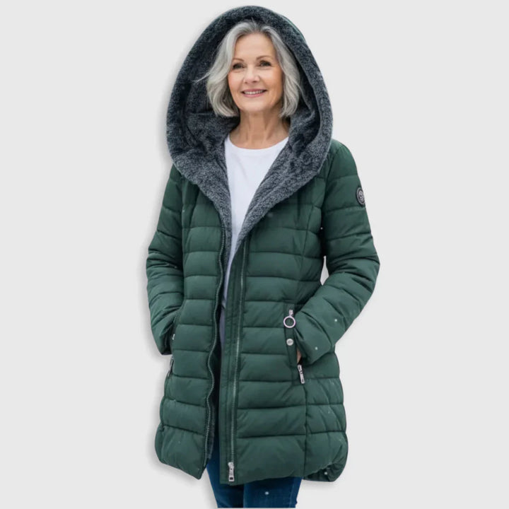 Cappotto invernale donna elegante imbottito caldo con cappuccio
