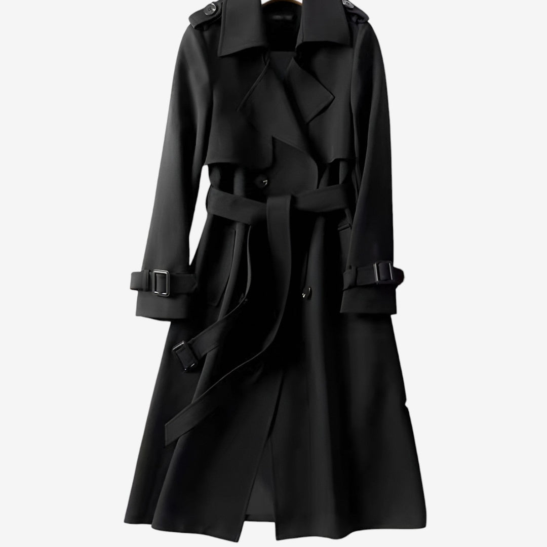Trench donna elegante classico lungo con cintura regolabile