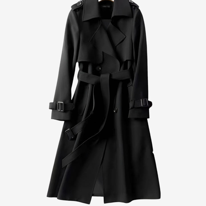 Trench donna elegante classico lungo con cintura regolabile
