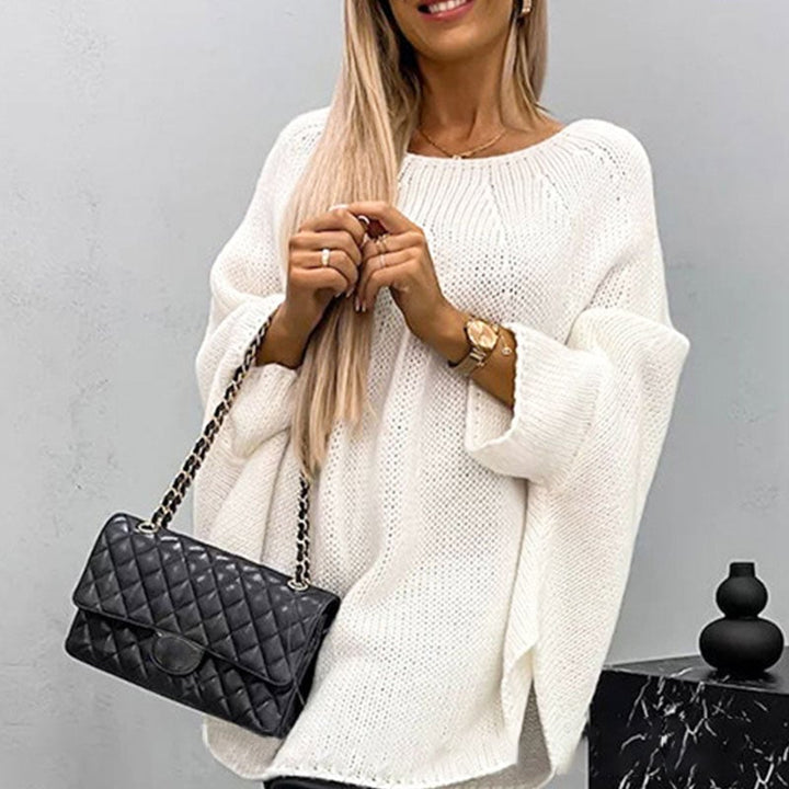 Damski elegancki sweter z peleryną z dzianiny