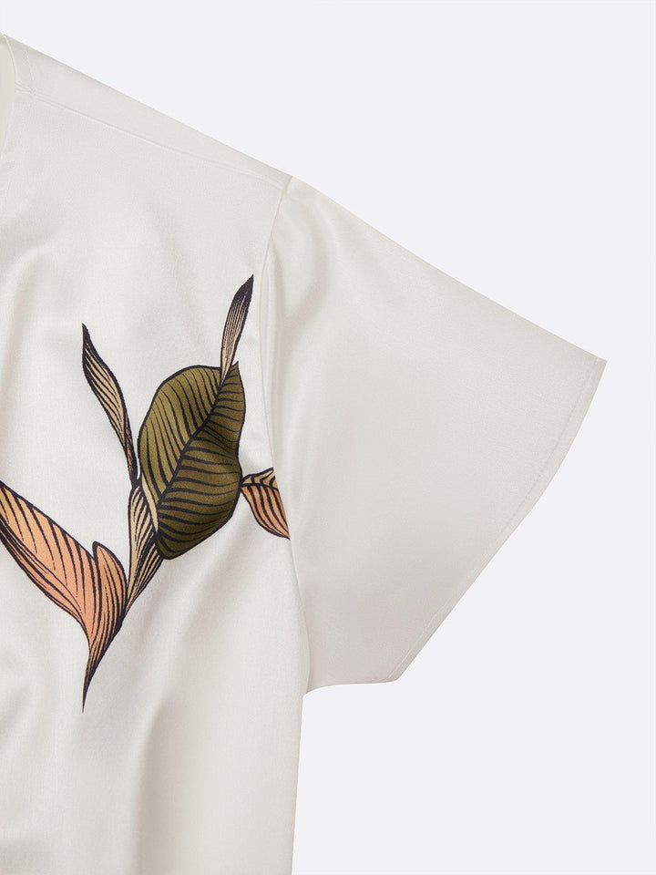 Abito portafoglio donna elegante con stampa botanica