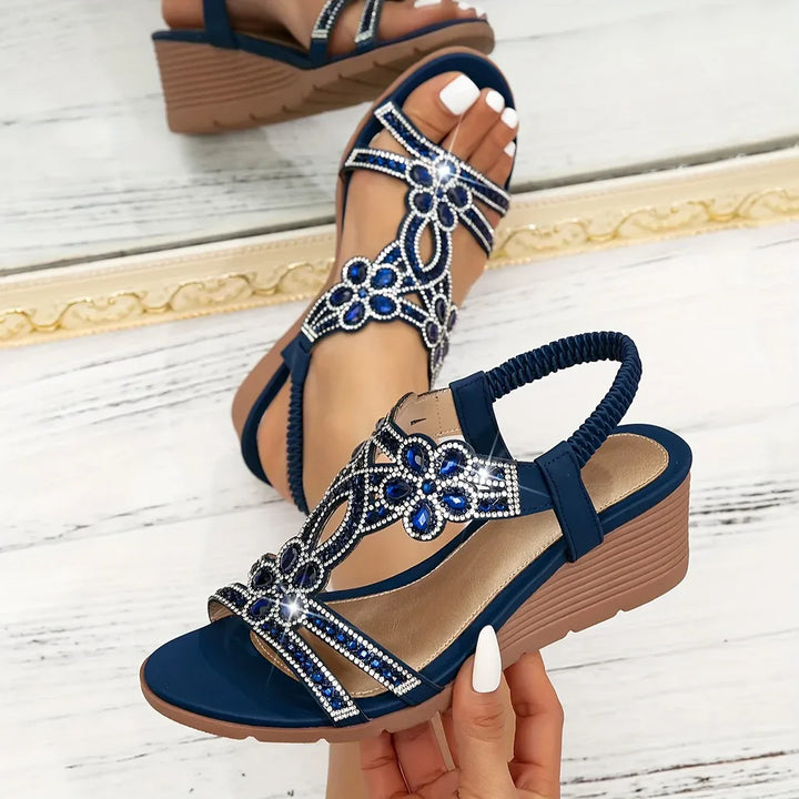 Sandali con zeppa ortopedici in pelle da donna eleganti e comodi