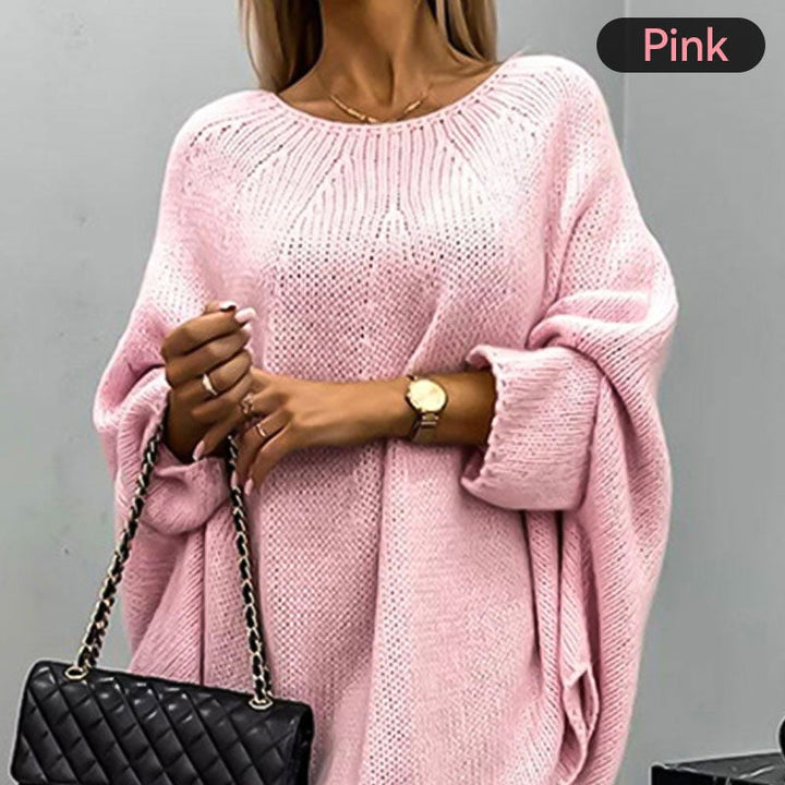 Damski elegancki sweter z peleryną z dzianiny