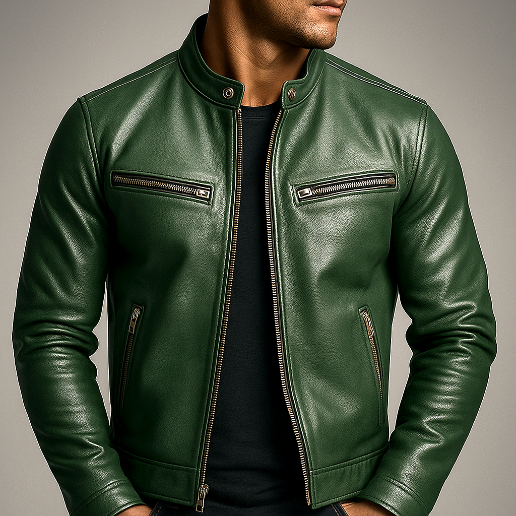 Giacca in pelle uomo vintage elegante e raffinata