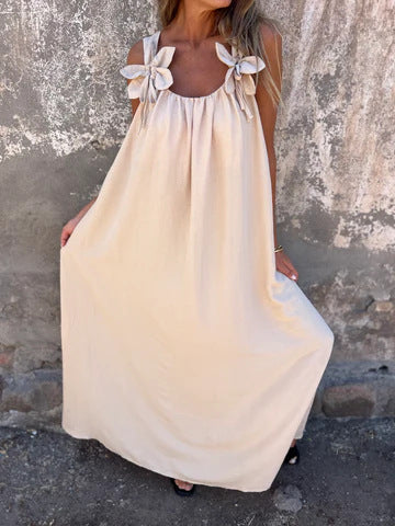 Abito lungo estivo donna elegante e fluido con spalline floreali
