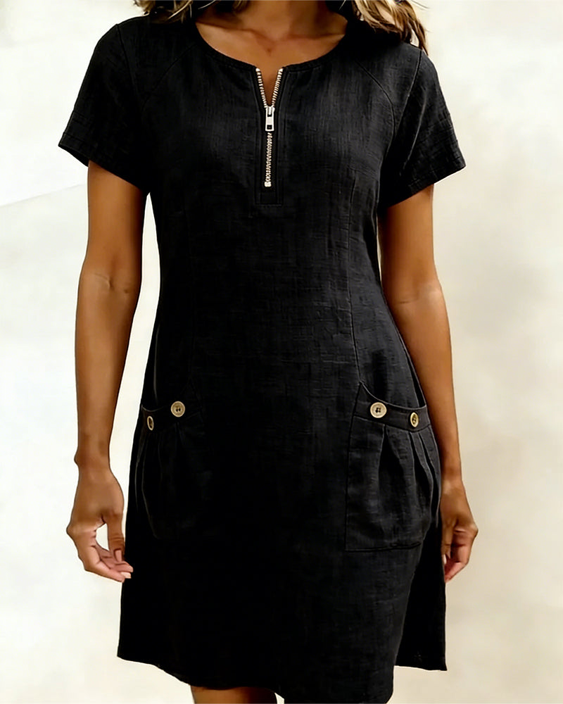 Abito donna in cotone e lino elegante e leggero