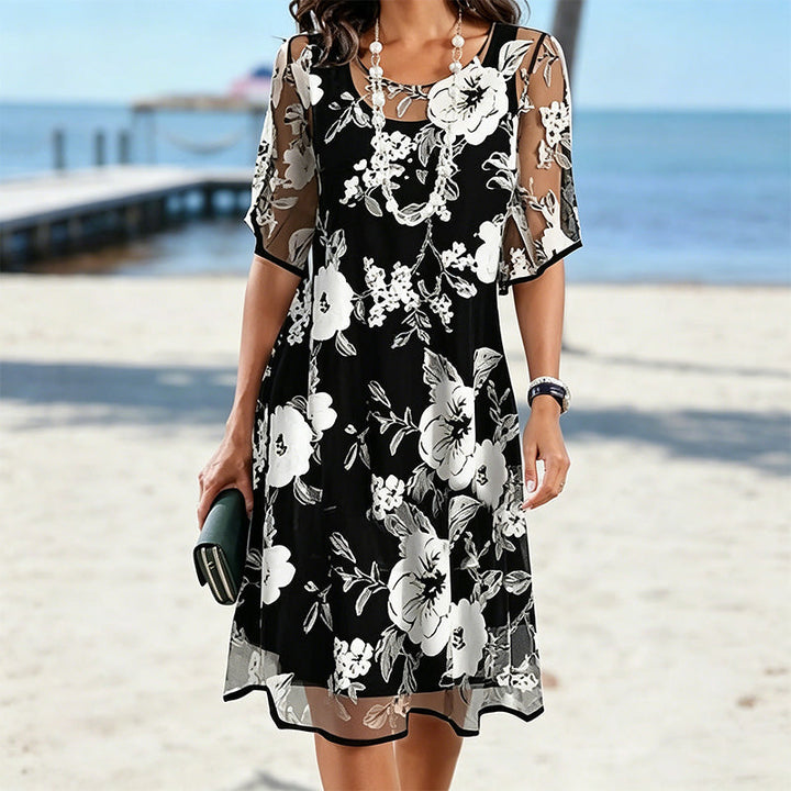 Abito elegante donna in chiffon floreale leggero