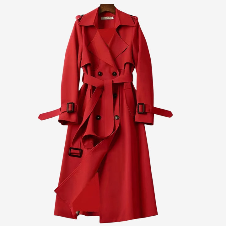 Trench donna elegante classico lungo con cintura regolabile