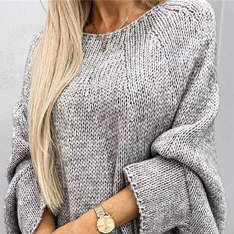 Damski elegancki sweter z peleryną z dzianiny