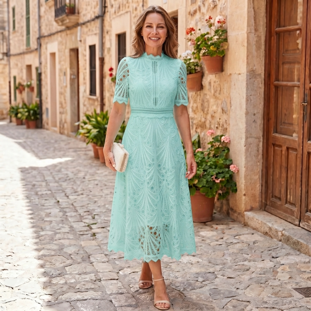 Abito midi elegante donna in pizzo raffinato