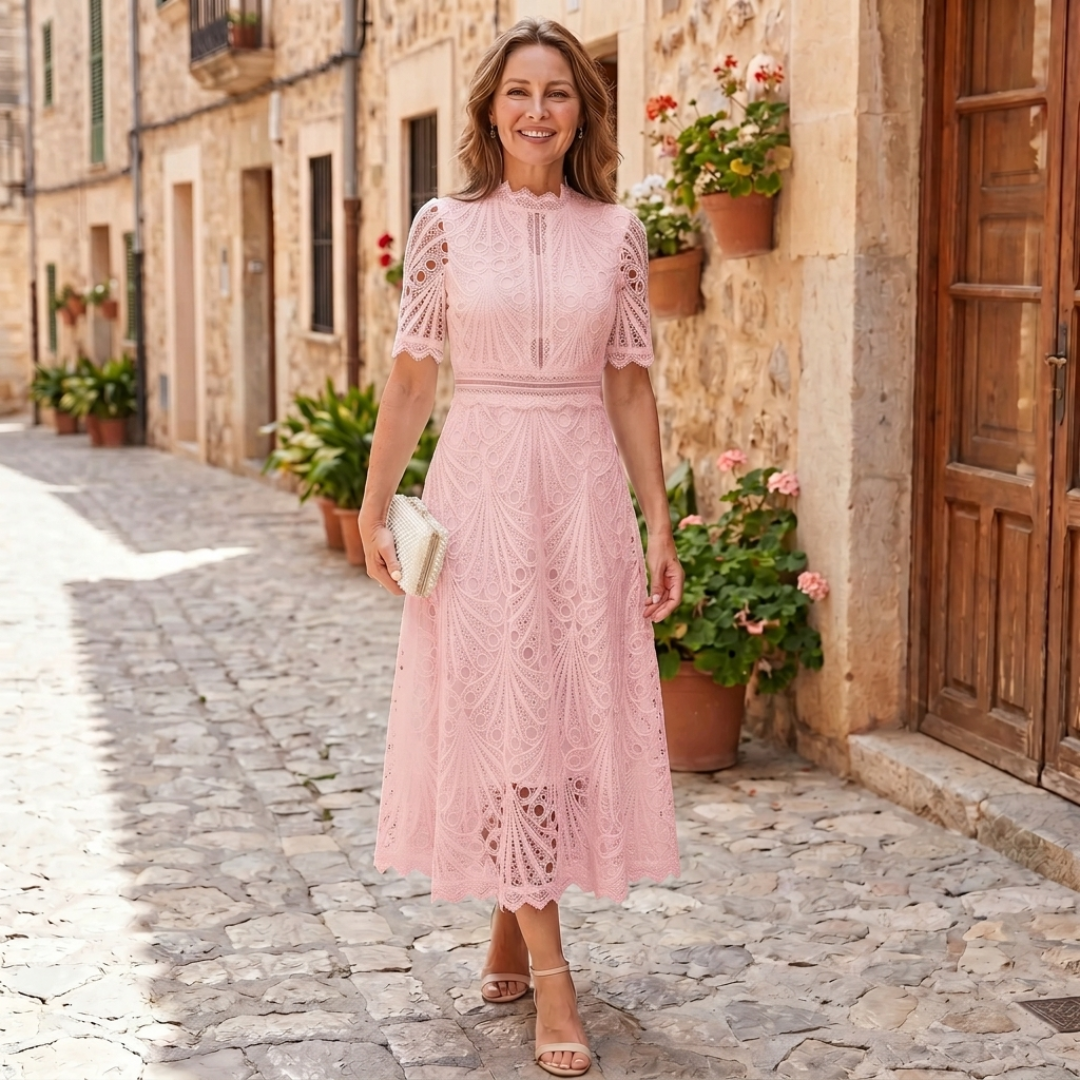 Abito midi elegante donna in pizzo raffinato