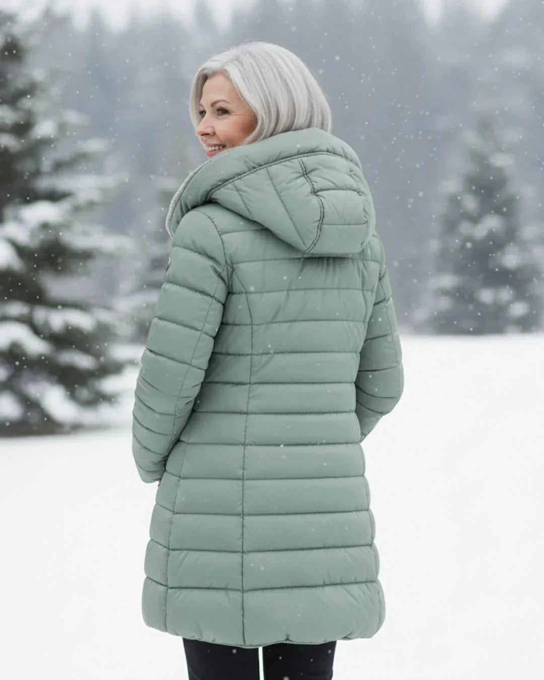 Cappotto invernale donna elegante imbottito caldo con cappuccio