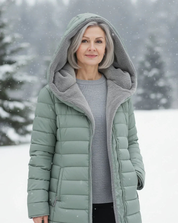 Cappotto invernale donna elegante imbottito caldo con cappuccio