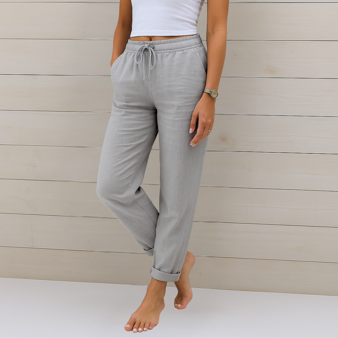 Pantaloni donna in lino stretch eleganti e traspiranti