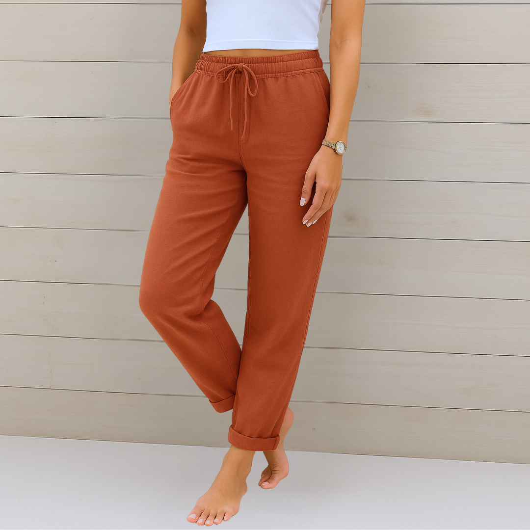 Pantaloni donna in lino stretch eleganti e traspiranti