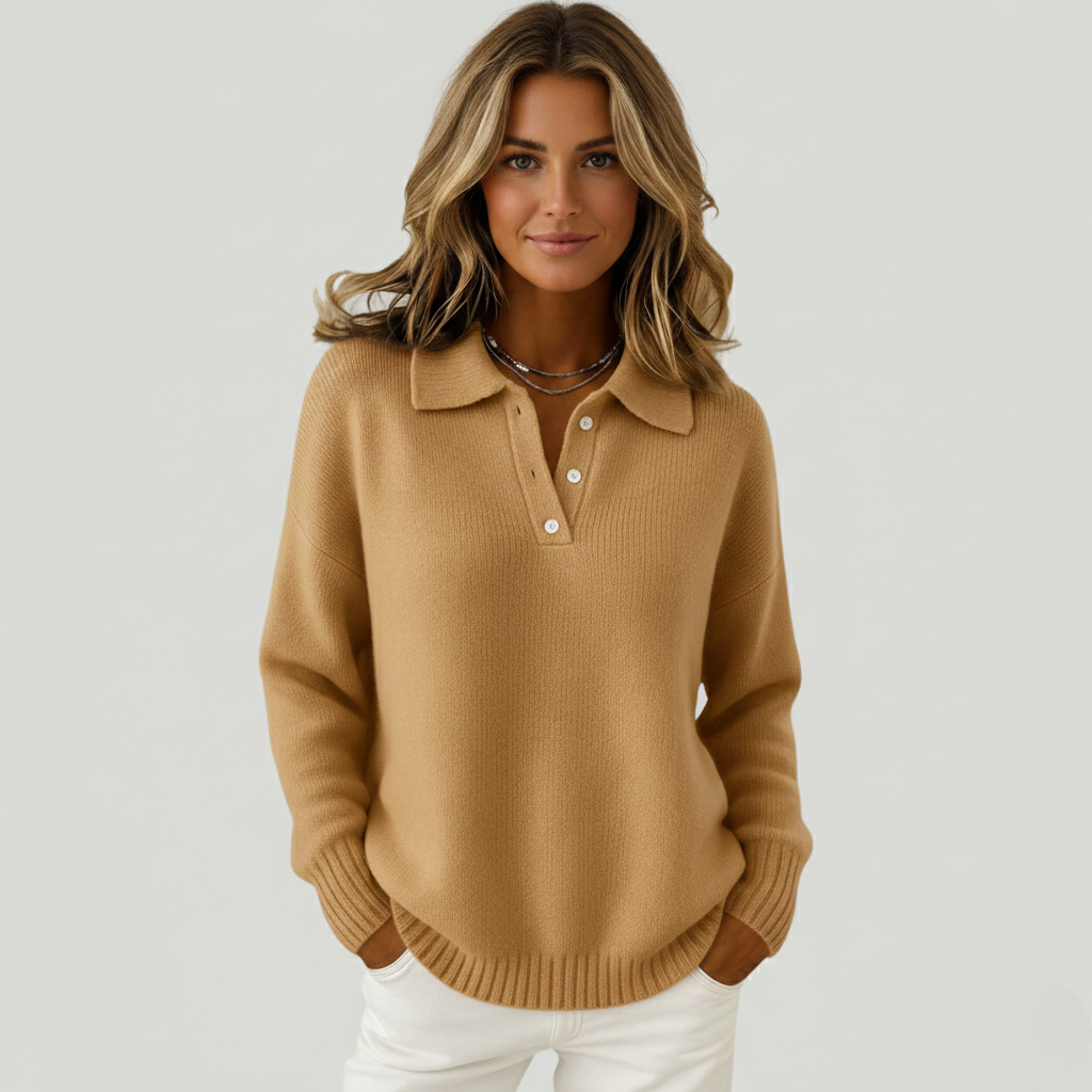 Maglione donna morbido con colletto zip elegante e confortevole