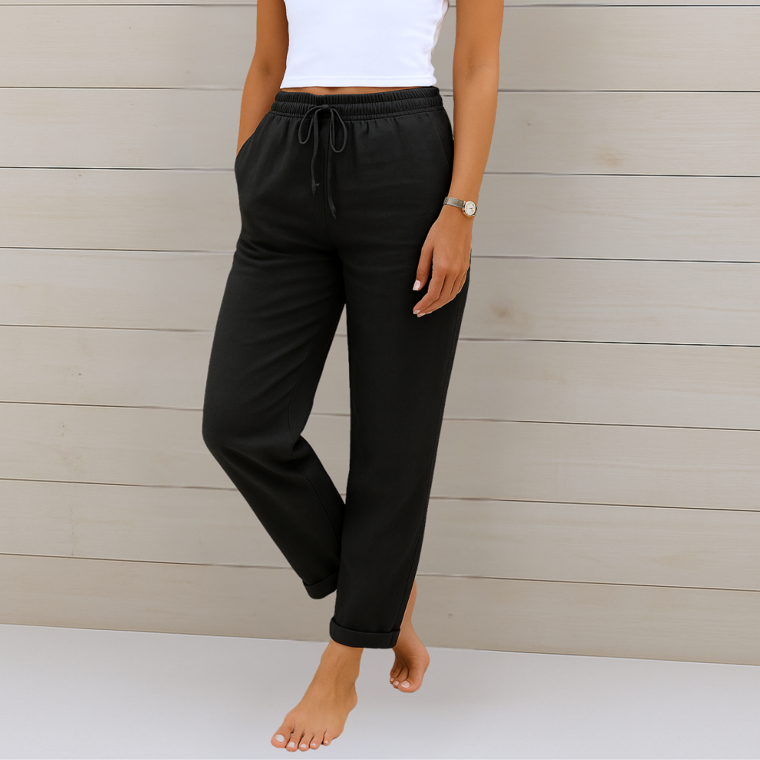 Pantaloni donna in lino stretch eleganti e traspiranti