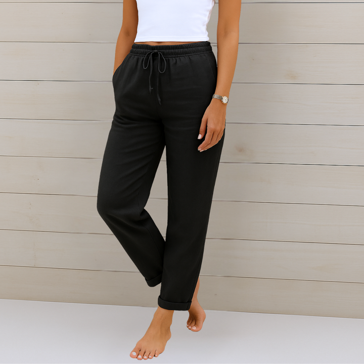Pantaloni donna in lino stretch eleganti e traspiranti