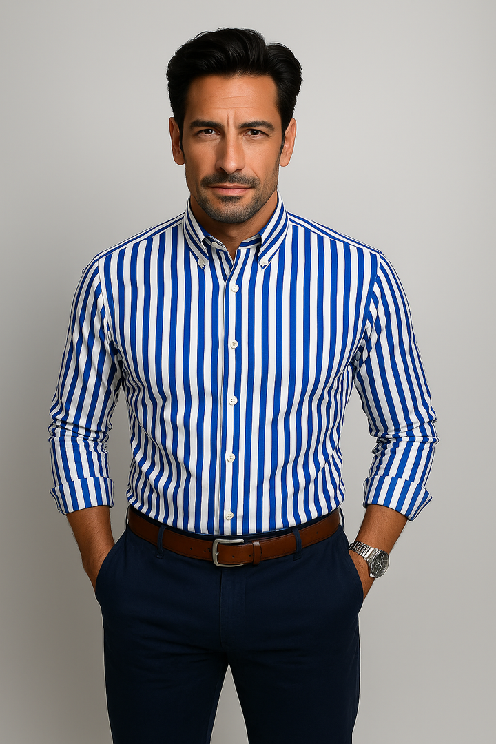 Camicia a righe in cotone elegante e traspirante per uomo