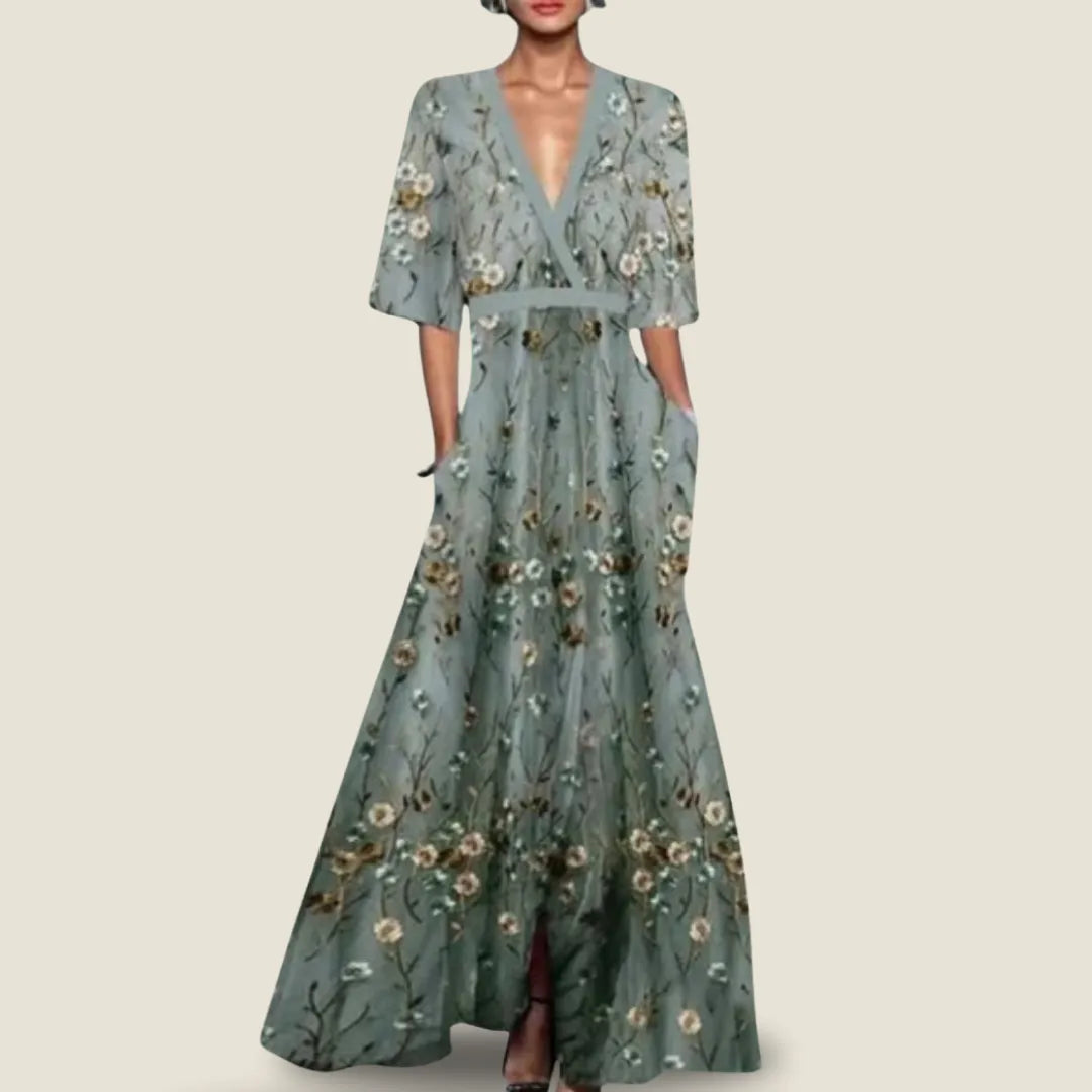 Abito floreale elegante e fluido per donna