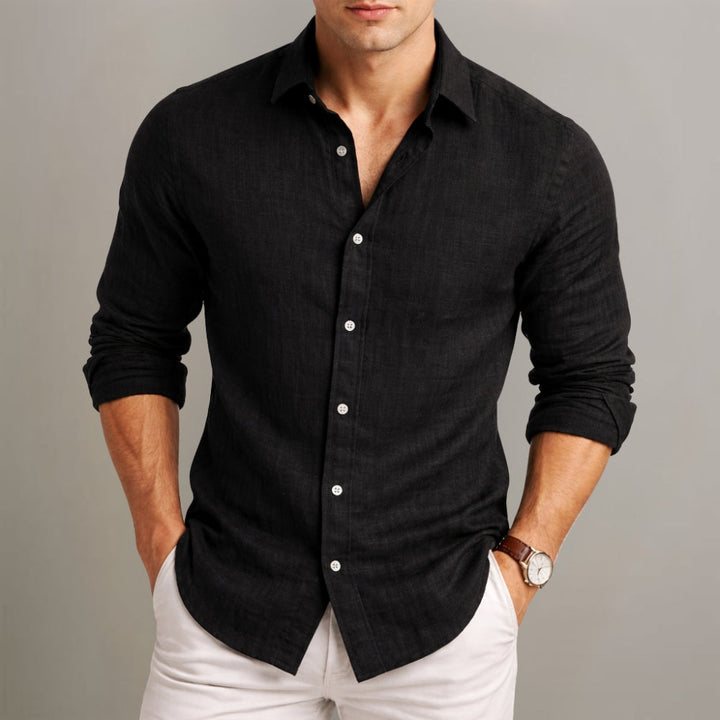 Camicia uomo in cotone e lino elegante e traspirante