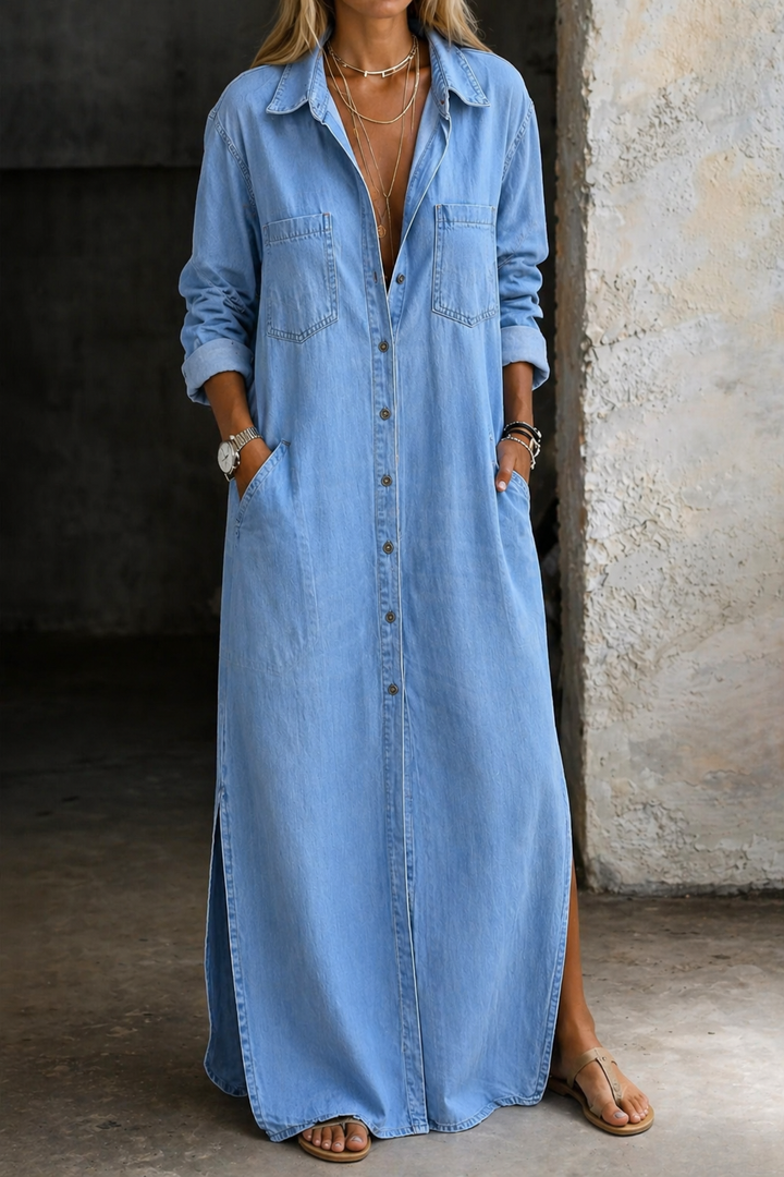 Abito camicia donna casual elegante con bottoni