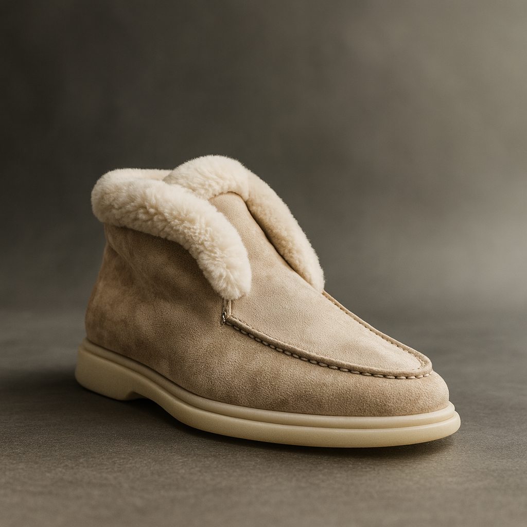 Mocassini donna in suede con interno in shearling