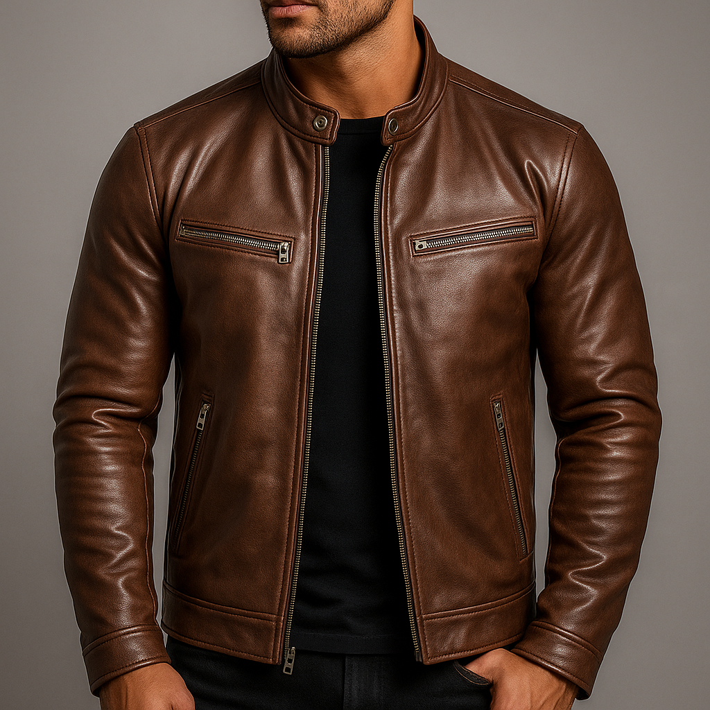 Giacca in pelle uomo vintage elegante e raffinata