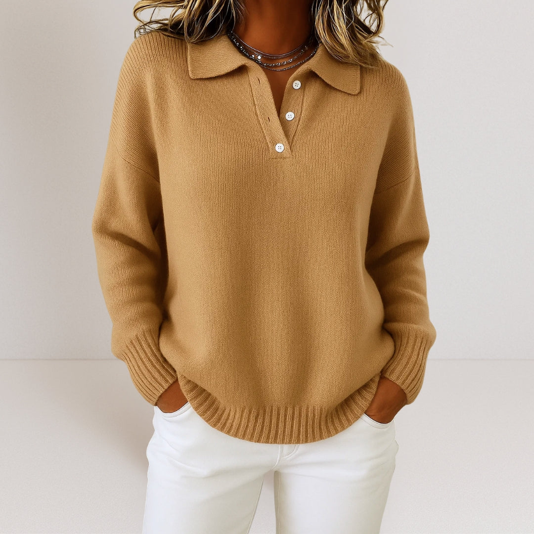 Maglione donna morbido con colletto zip elegante e confortevole