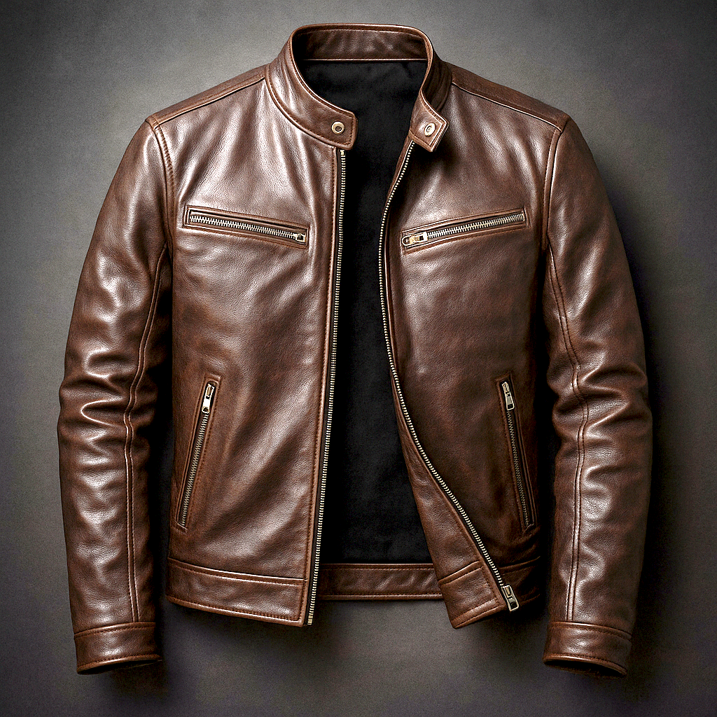 Giacca in pelle uomo vintage elegante e raffinata