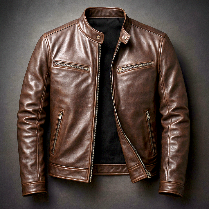 Giacca in pelle uomo vintage elegante e raffinata