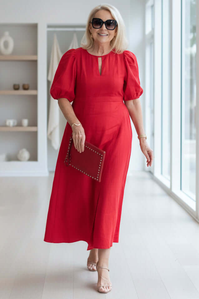 Abito midi elegante strutturato da donna