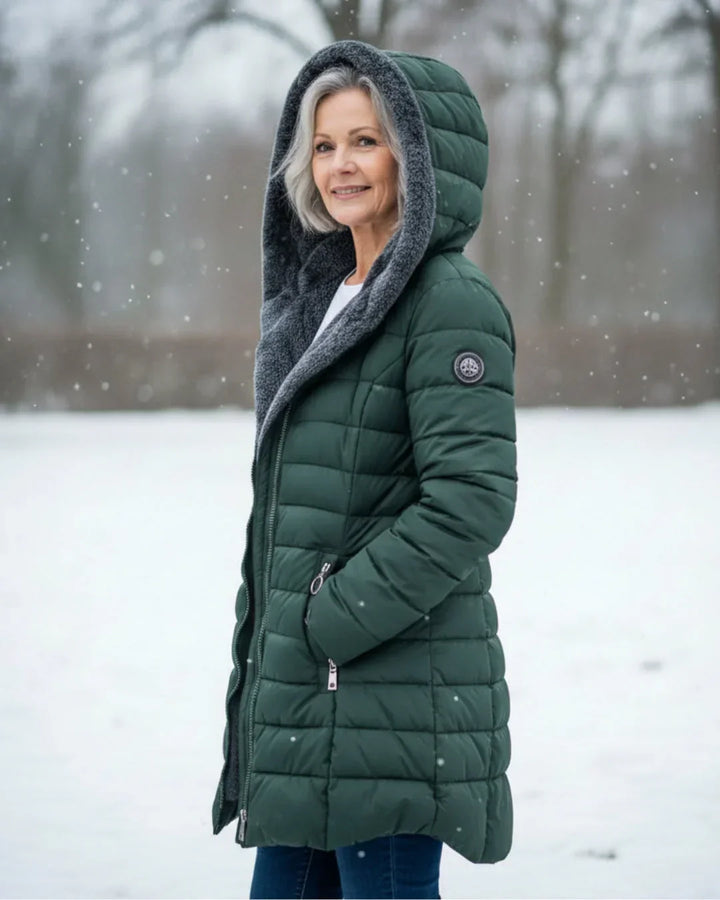 Cappotto invernale donna elegante imbottito caldo con cappuccio