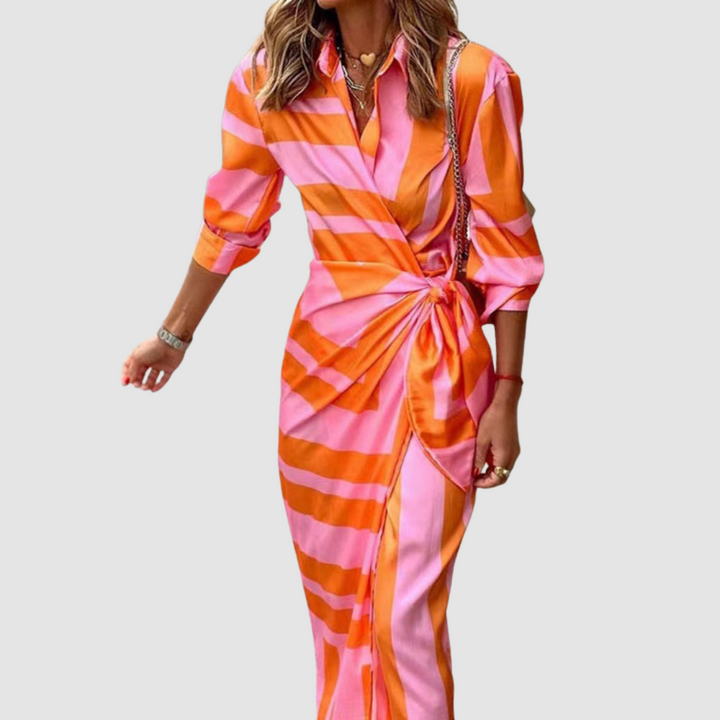 Abito midi donna a righe elegante e versatile