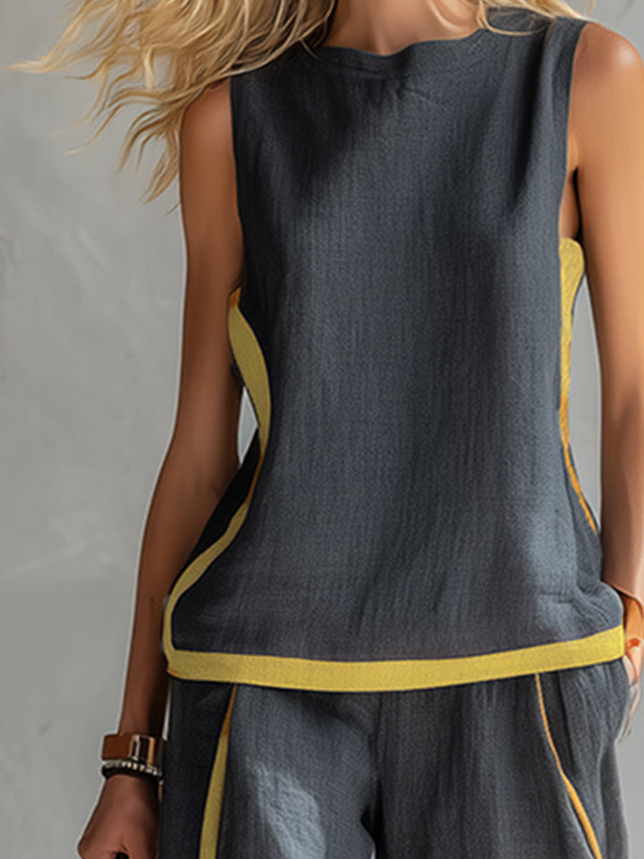 Completo donna due pezzi in cotone e lino elegante e leggero