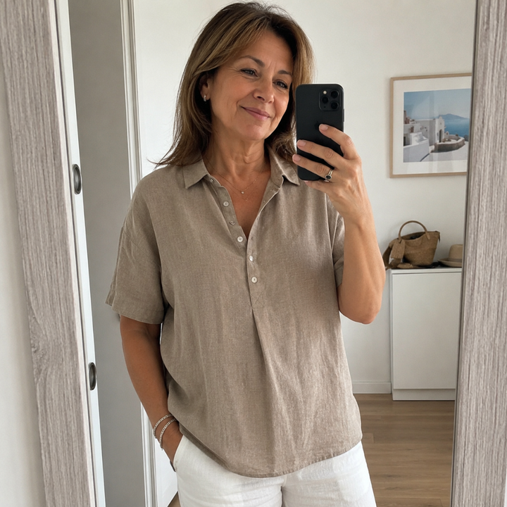Blusa donna elegante con colletto e bottoni