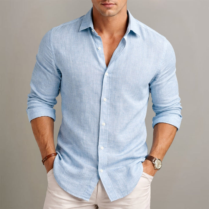 Camicia uomo in cotone e lino elegante e traspirante