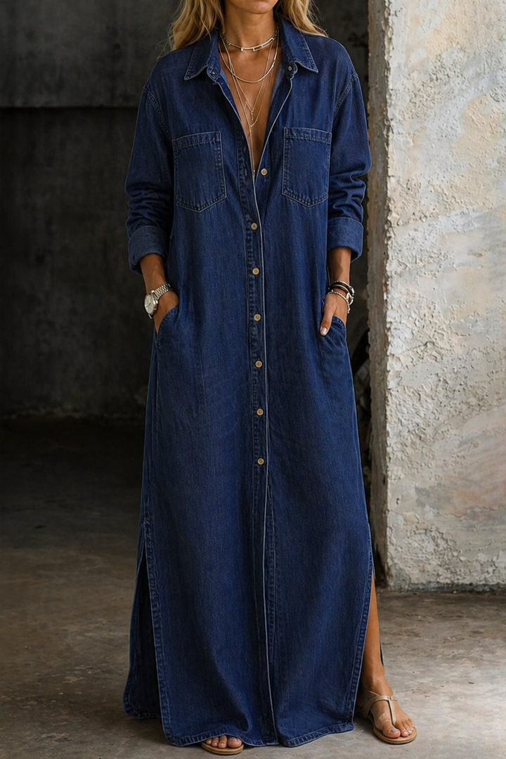 Abito camicia donna casual elegante con bottoni