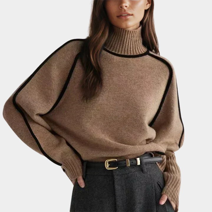 Maglione donna elegante morbido con collo alto caldo