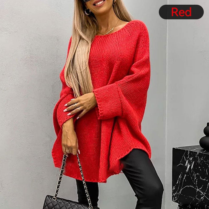 Damski elegancki sweter z peleryną z dzianiny