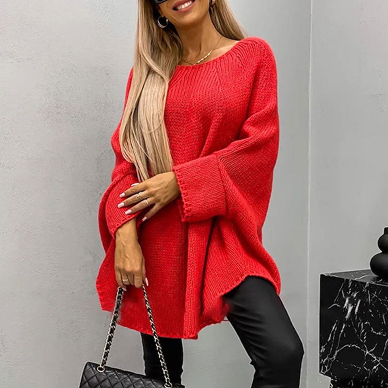 Damski elegancki sweter z peleryną z dzianiny