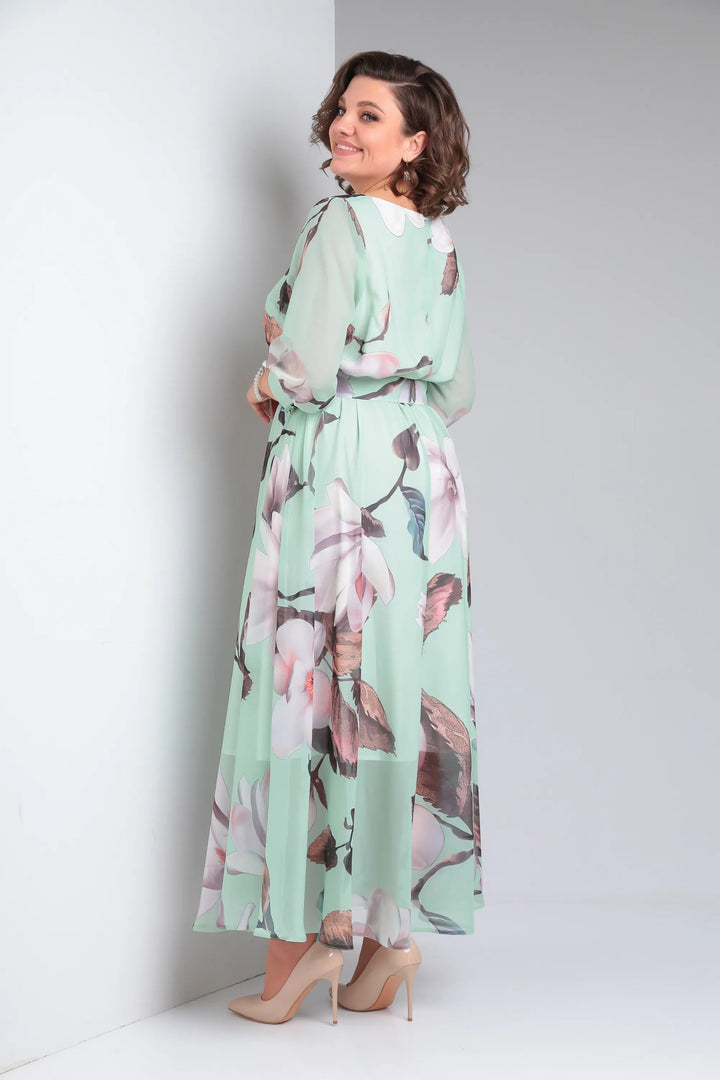 Abito elegante floreale lungo e fluido per donna
