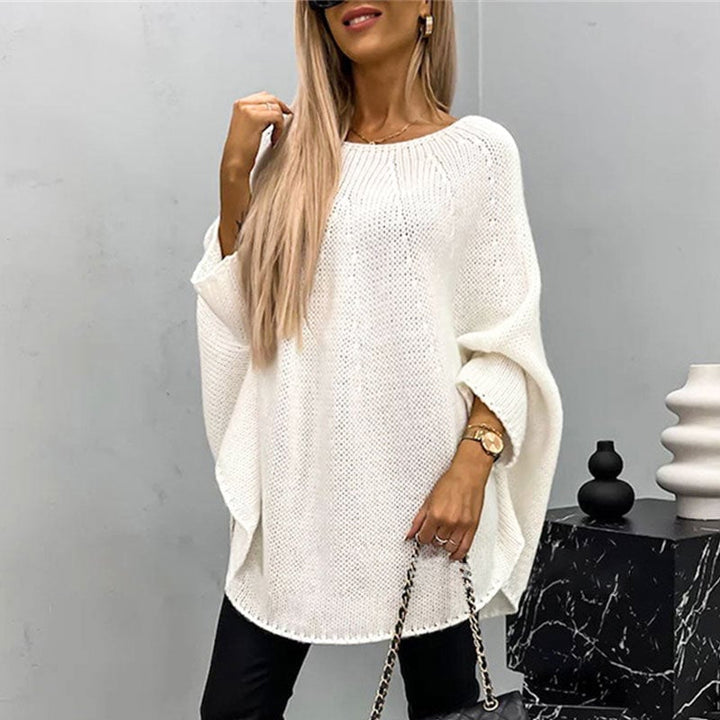 Damski elegancki sweter z peleryną z dzianiny
