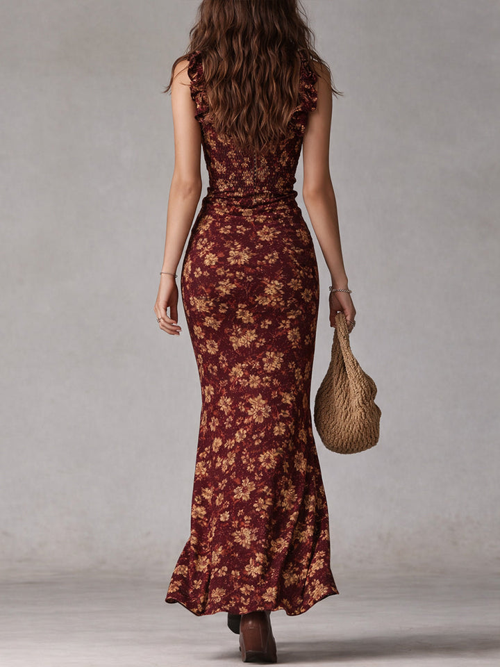 Abito midi boho donna in lino italiano con spacco