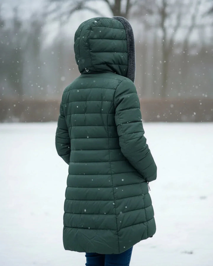 Cappotto invernale donna elegante imbottito caldo con cappuccio