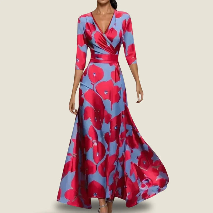 Abito floreale elegante e fluido per donna
