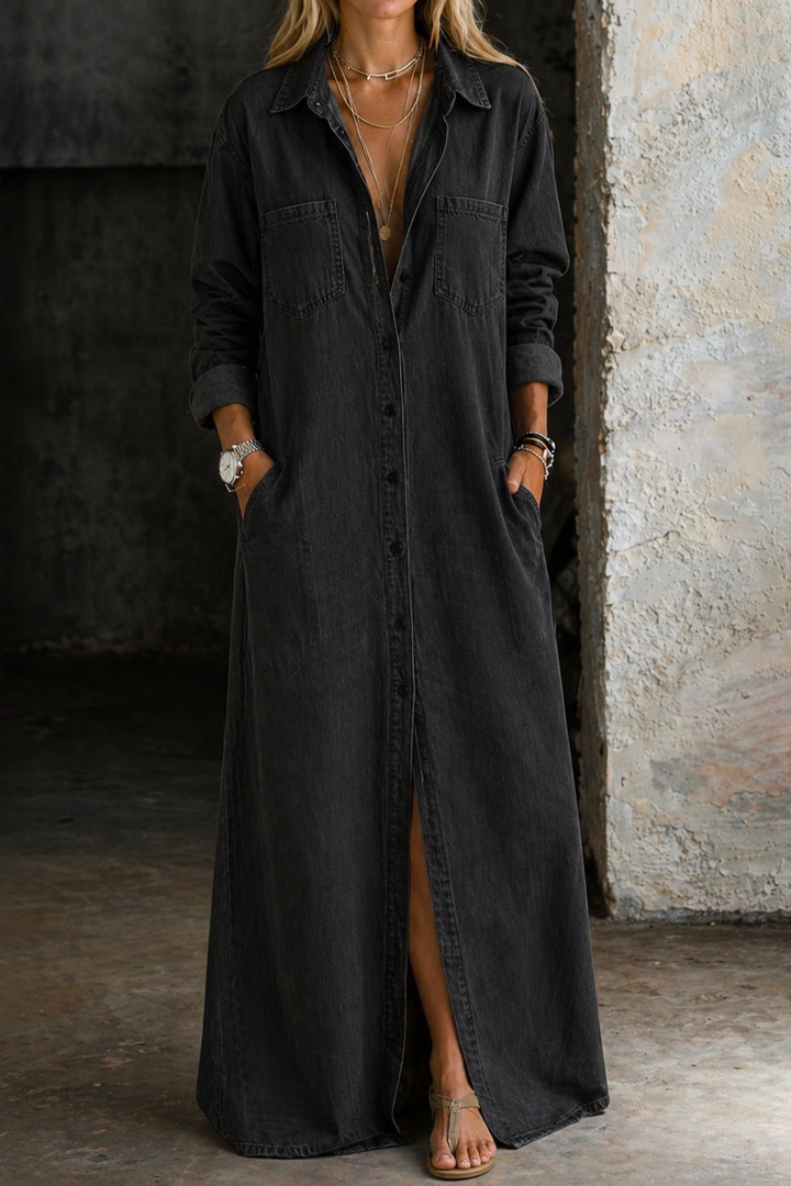 Abito camicia donna casual elegante con bottoni