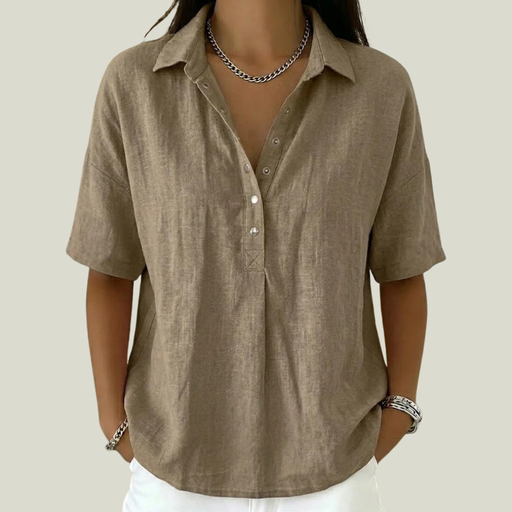 Blusa donna elegante con colletto e bottoni