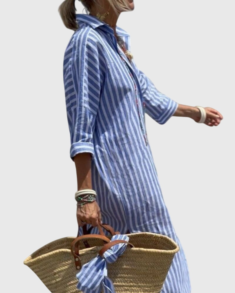 Abito a righe elegante e fluido per donna