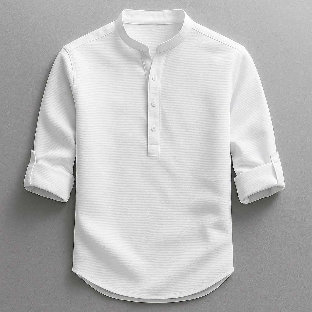 Maglia Henley elegante in cotone testurizzato per uomo